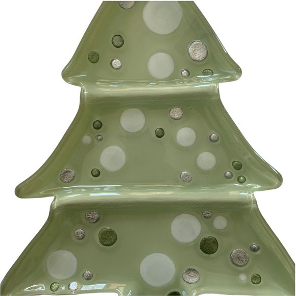 Lori Siebert for Silvestri Hand Blown Glass Christmas Tree Divided Platter - Picture 7 of 11